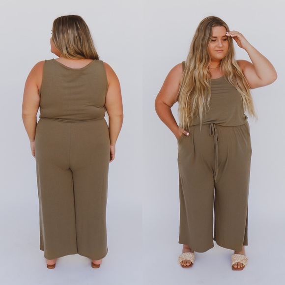 plus size olive jumpsuit - Picture 3 of 3
